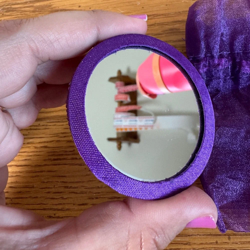 Mark by Avon Karmala Beaded Mirror Purple Seed Bead Compact Mandala Vintage 2005